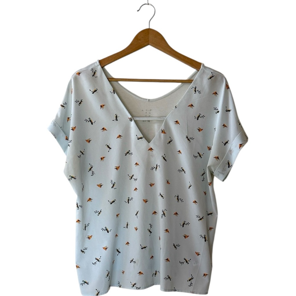 Target Blue Bird V-Neck Blouse